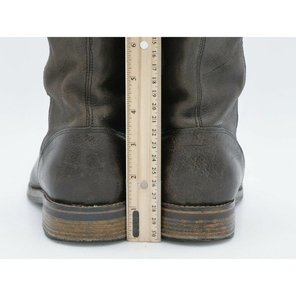 J Shoes Riding Boot Womens 7.5 Gray Leather Knee High Side Zip Cartel Moto Biker - Picture 8 of 12